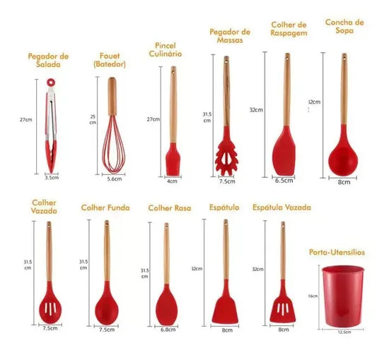 Kit de Colheres de Silicone 12 Peças